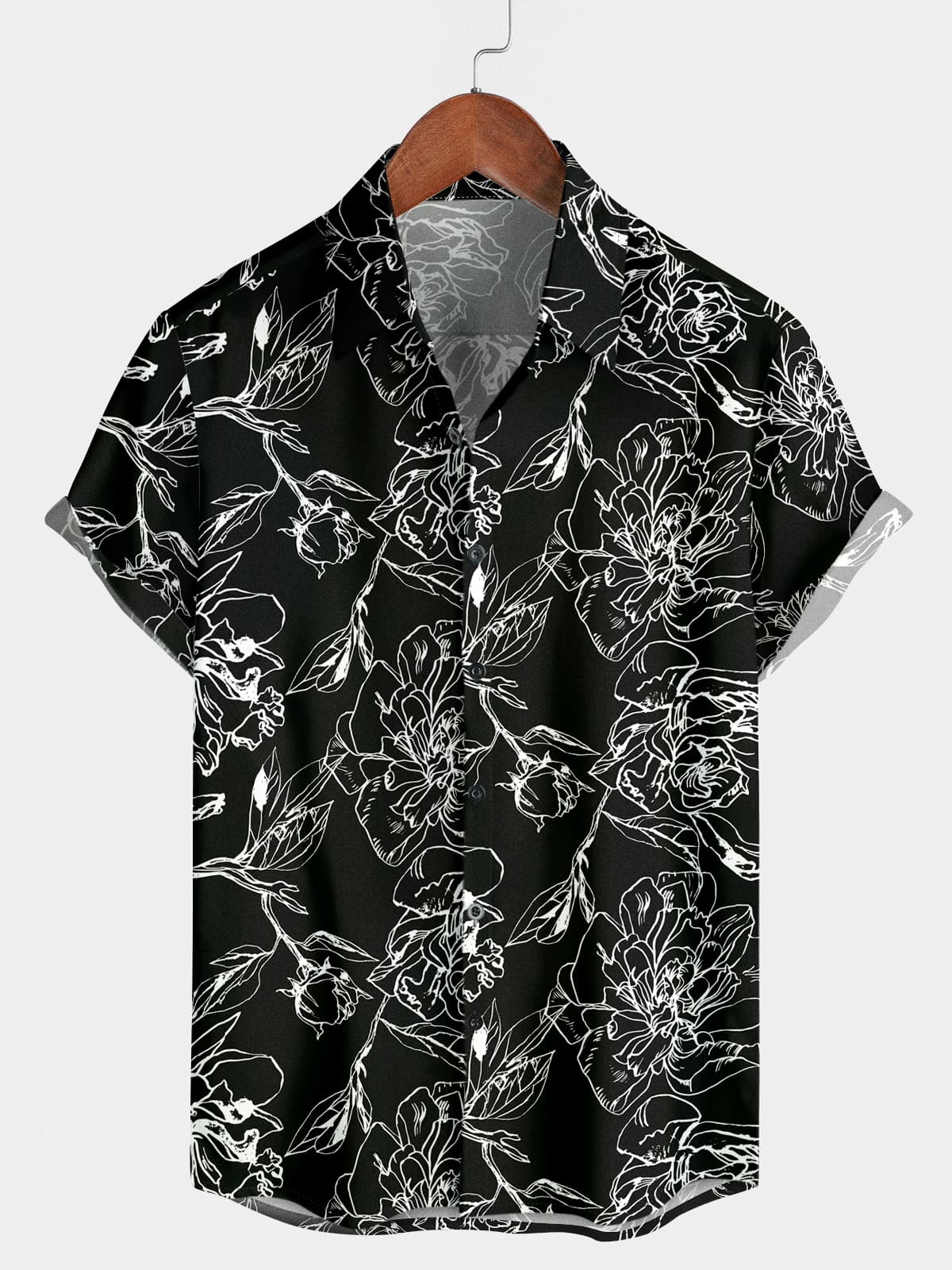 Camicia da uomo a maniche corte con stampa floreale