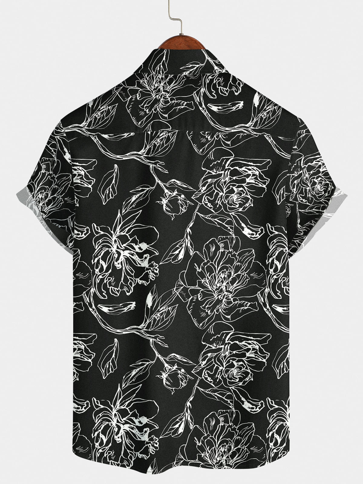 Camicia da uomo a maniche corte con stampa floreale