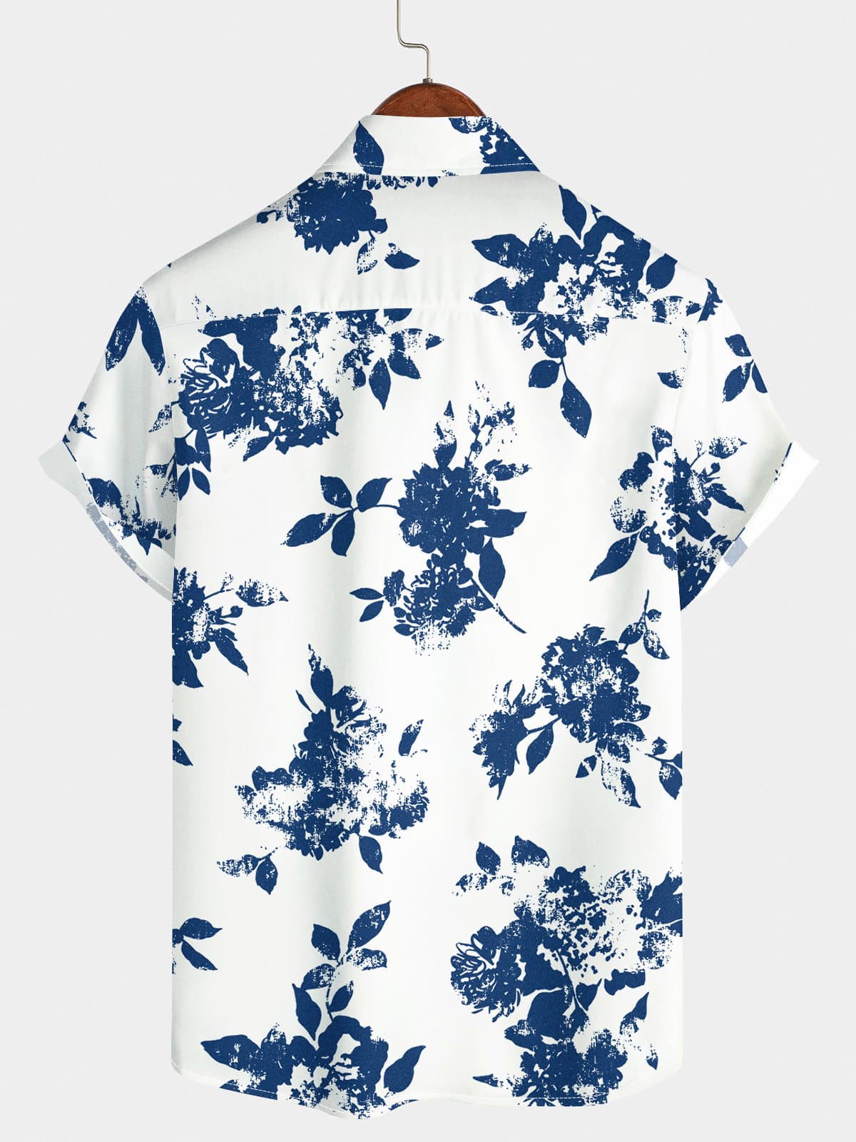Camicia a maniche corte da uomo con stampa di foglie