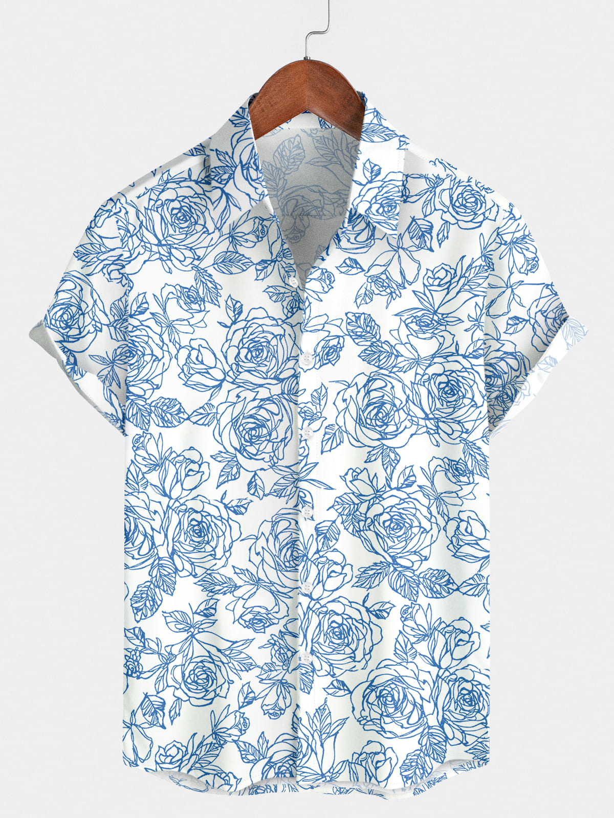 Camicia da uomo a maniche corte con stampa floreale