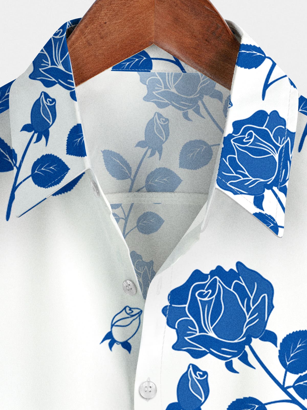 Camicia a maniche corte da uomo con rose blu
