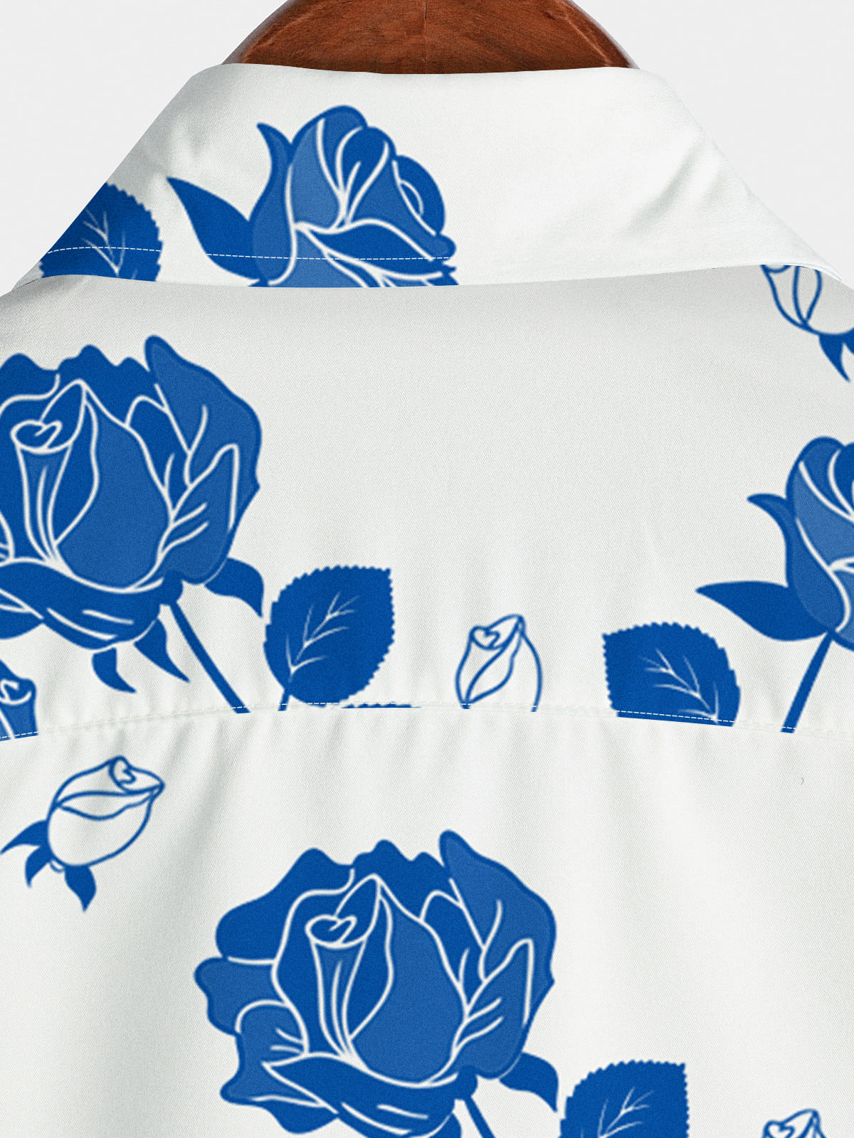 Camicia a maniche corte da uomo con rose blu