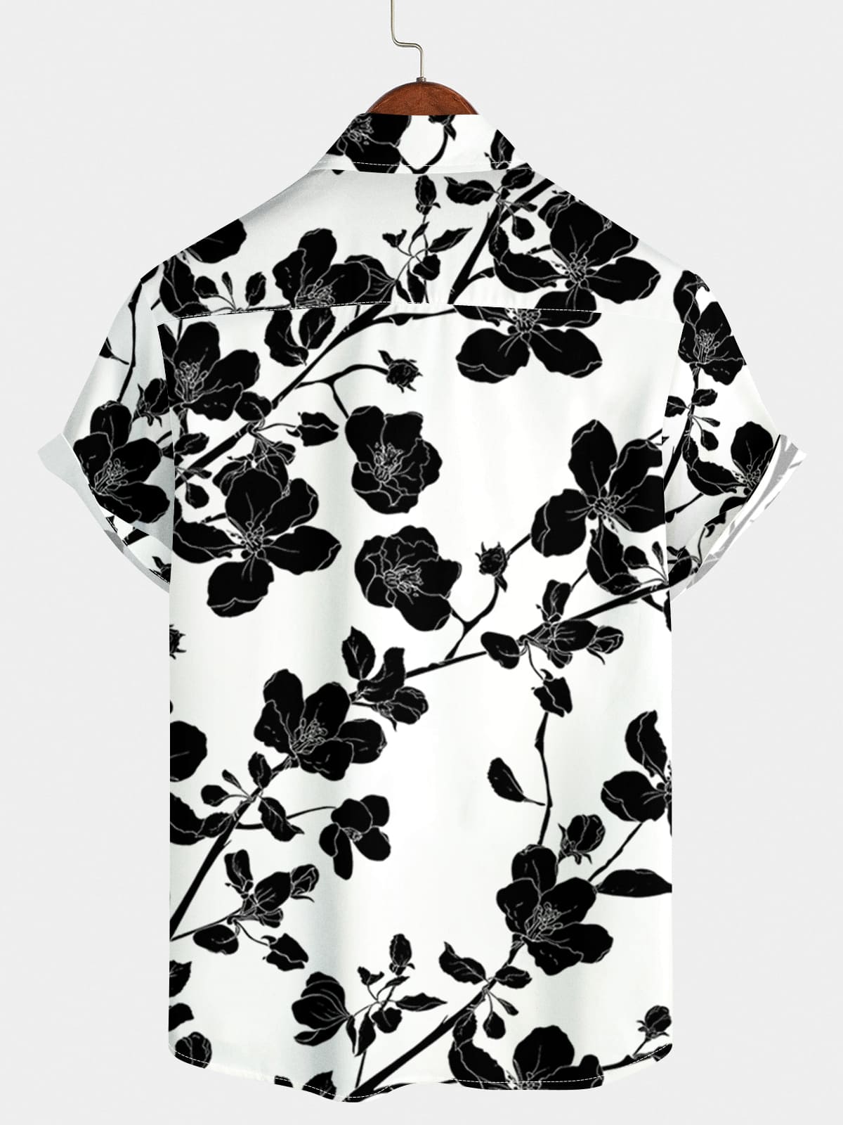 Camicia da uomo a maniche corte con stampa floreale