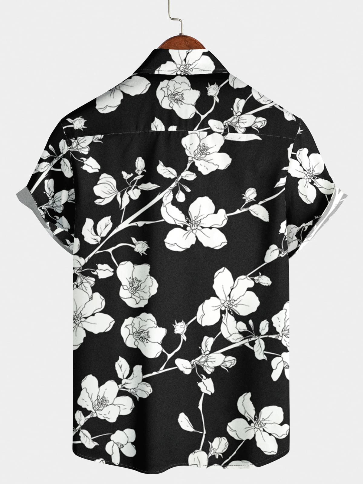 Camicia da uomo a maniche corte con stampa floreale