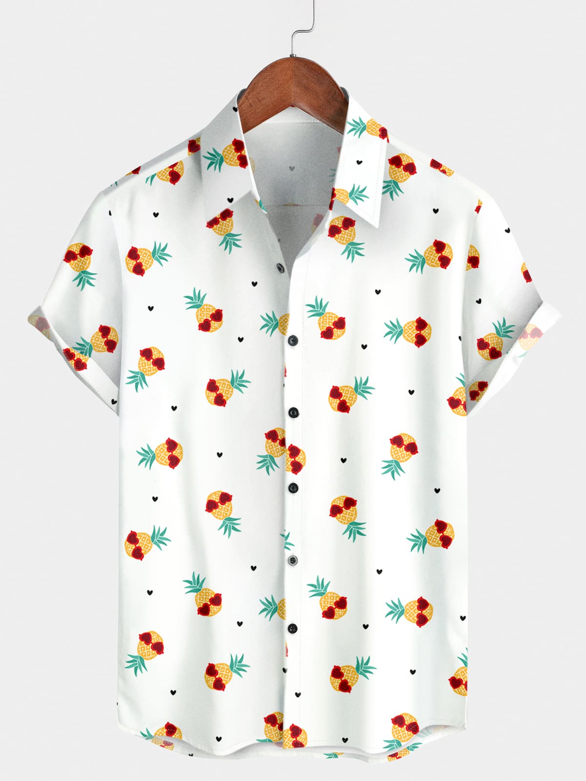 Camicia a maniche corte da uomo con cuore di ananas