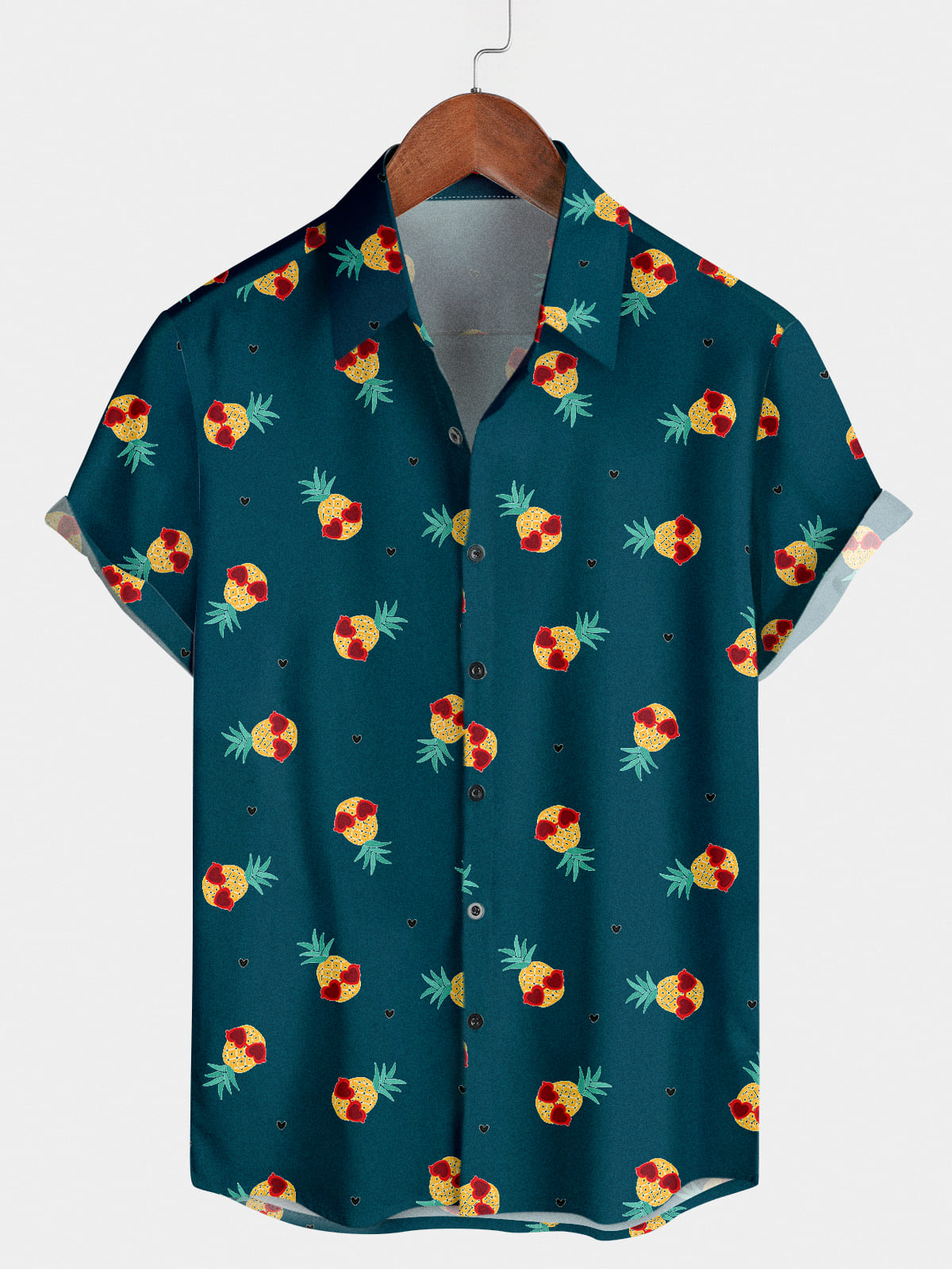 Camicia a maniche corte da uomo con cuore di ananas