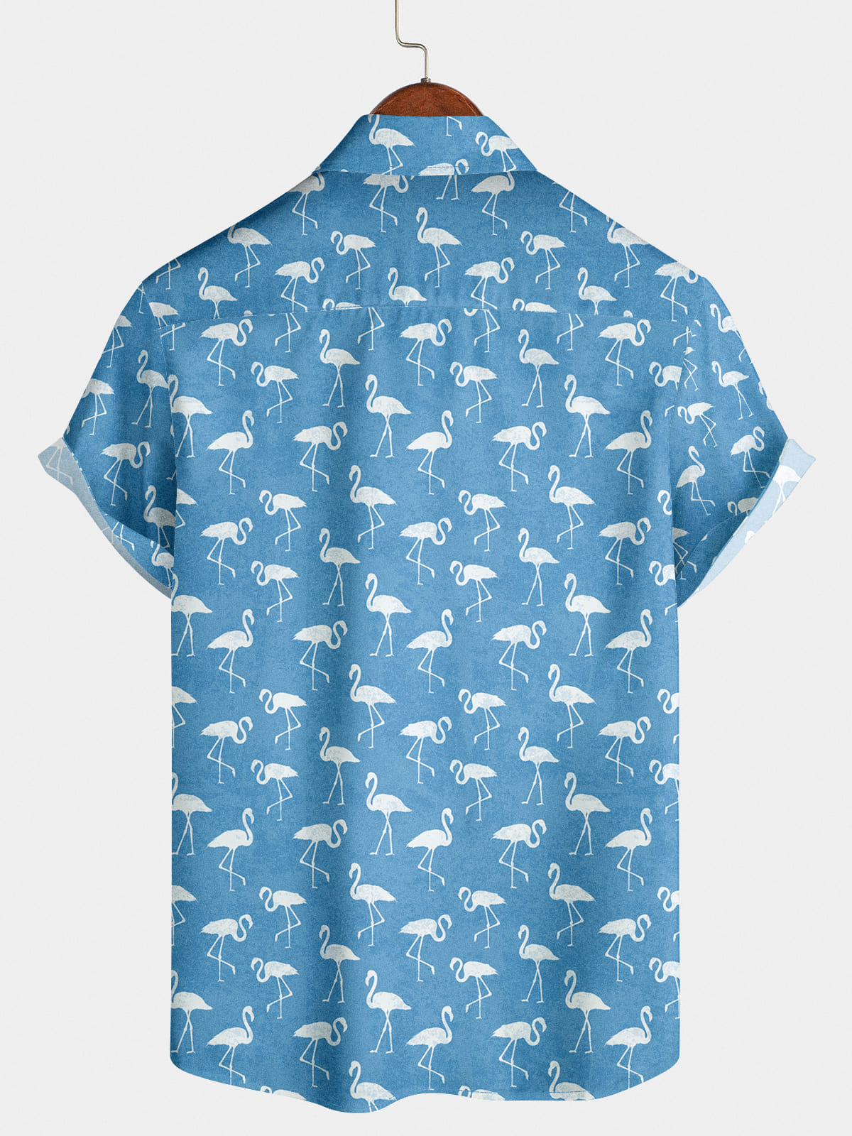 Chemise à manches courtes à imprimé flamant rose pour hommes