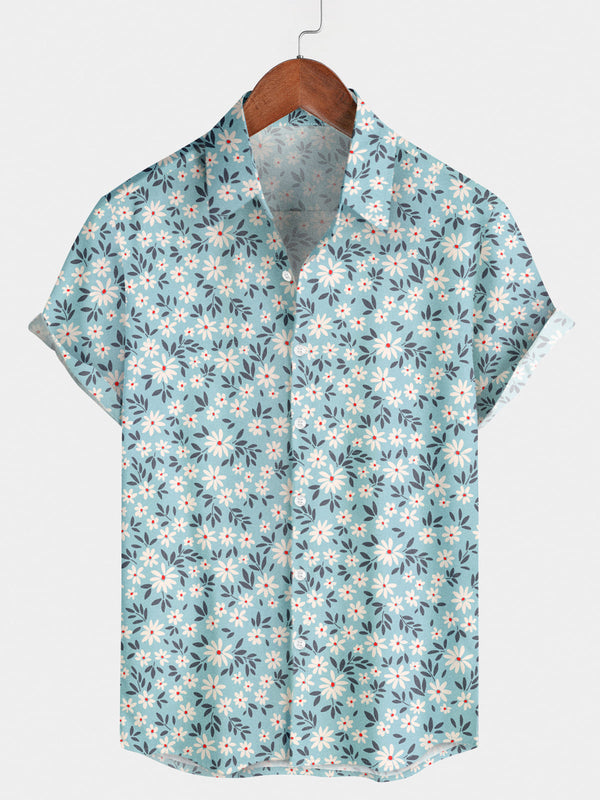 Camicia a maniche corte da spiaggia floreale da uomo