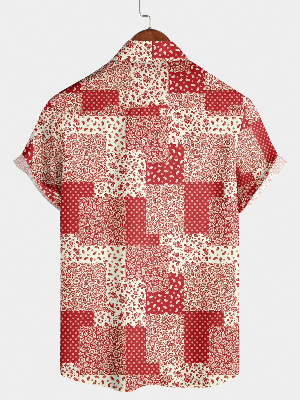 Camicia da uomo a maniche corte con patchwork di anacardi
