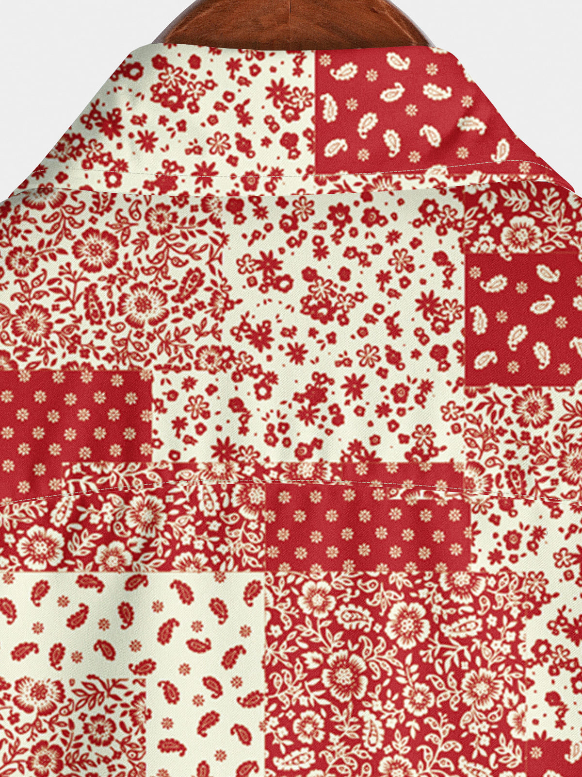 Camicia da uomo a maniche corte con patchwork di anacardi