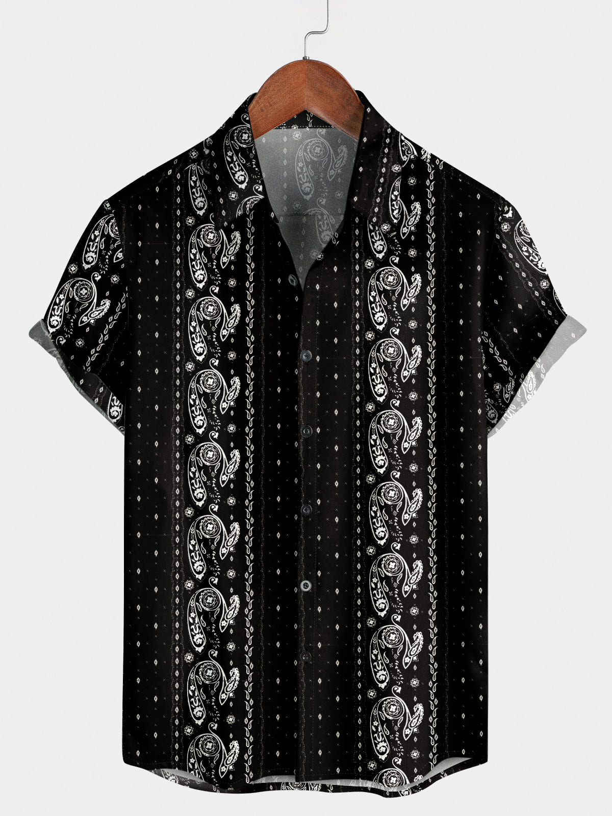 Chemise à manches courtes verticale en noix de cajou pour hommes