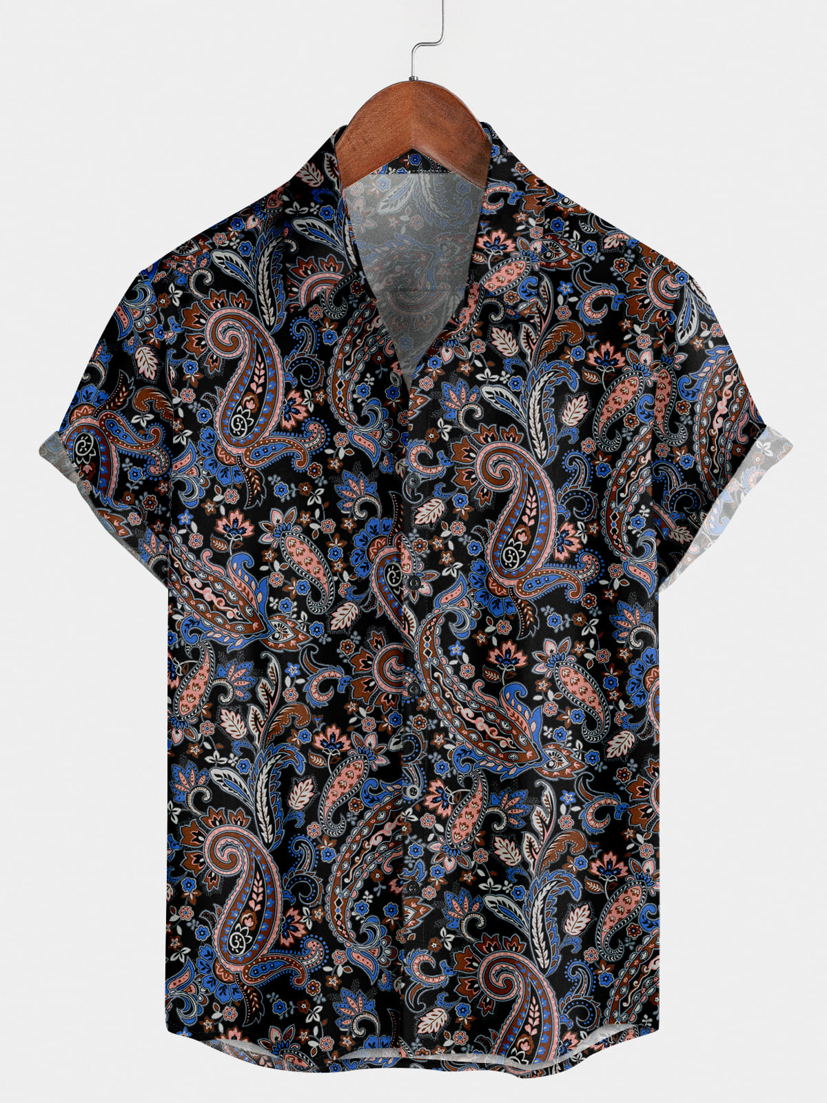 Camicia da uomo a maniche corte con stampa di anacardi