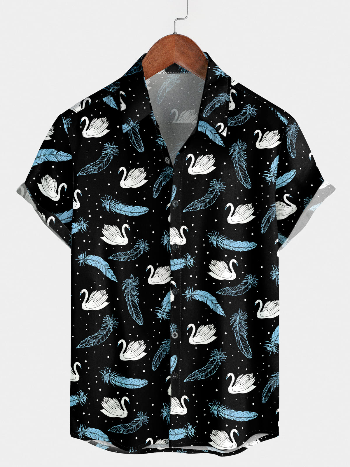 Chemise à manches courtes en plumes de cygne pour hommes