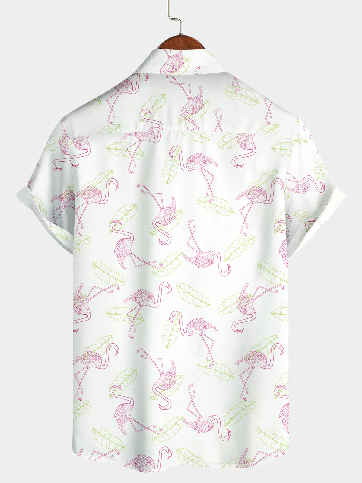Chemise à manches courtes à imprimé flamant rose pour hommes