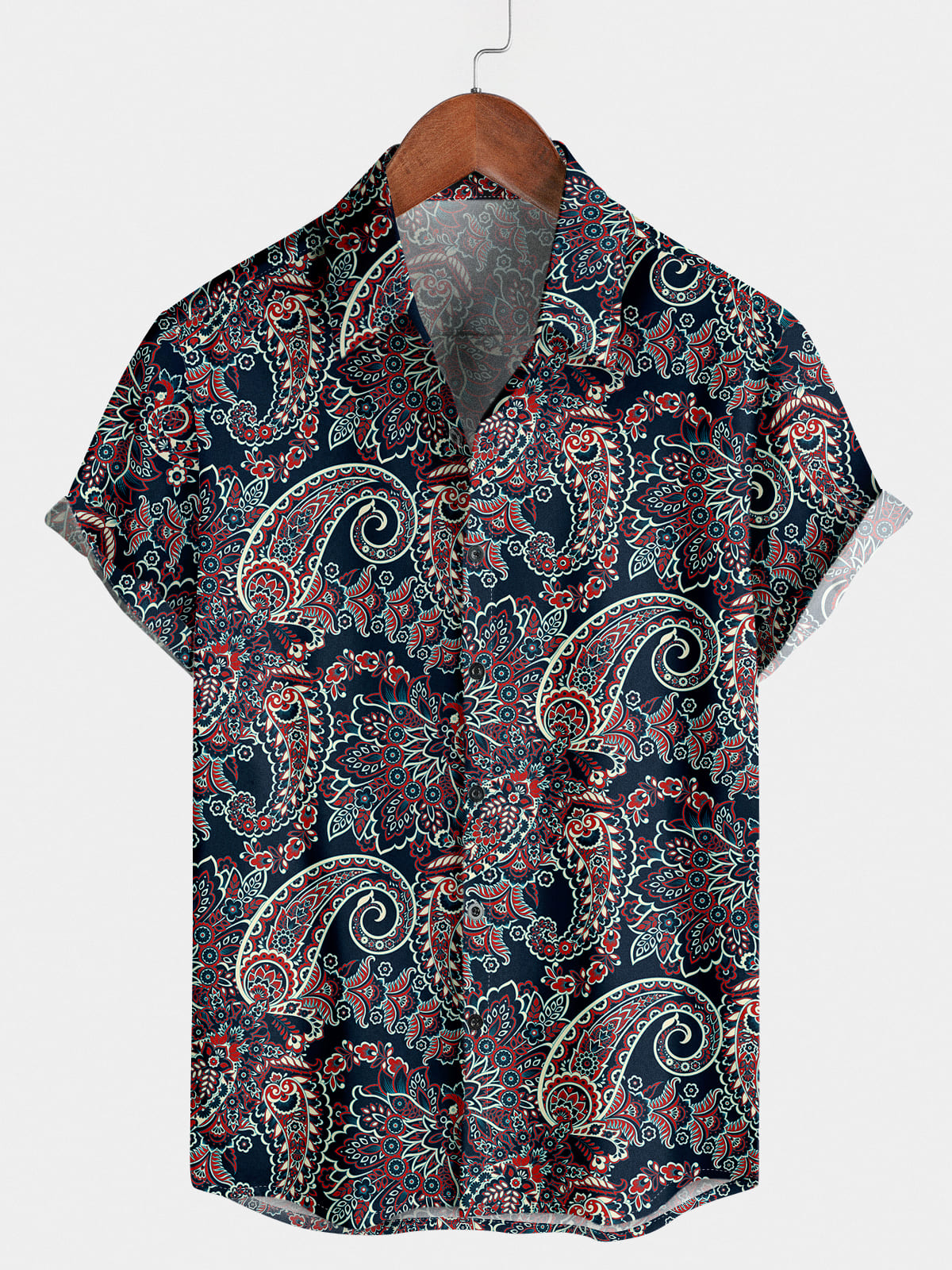 Chemise hawaïenne cachemire à manches courtes pour hommes