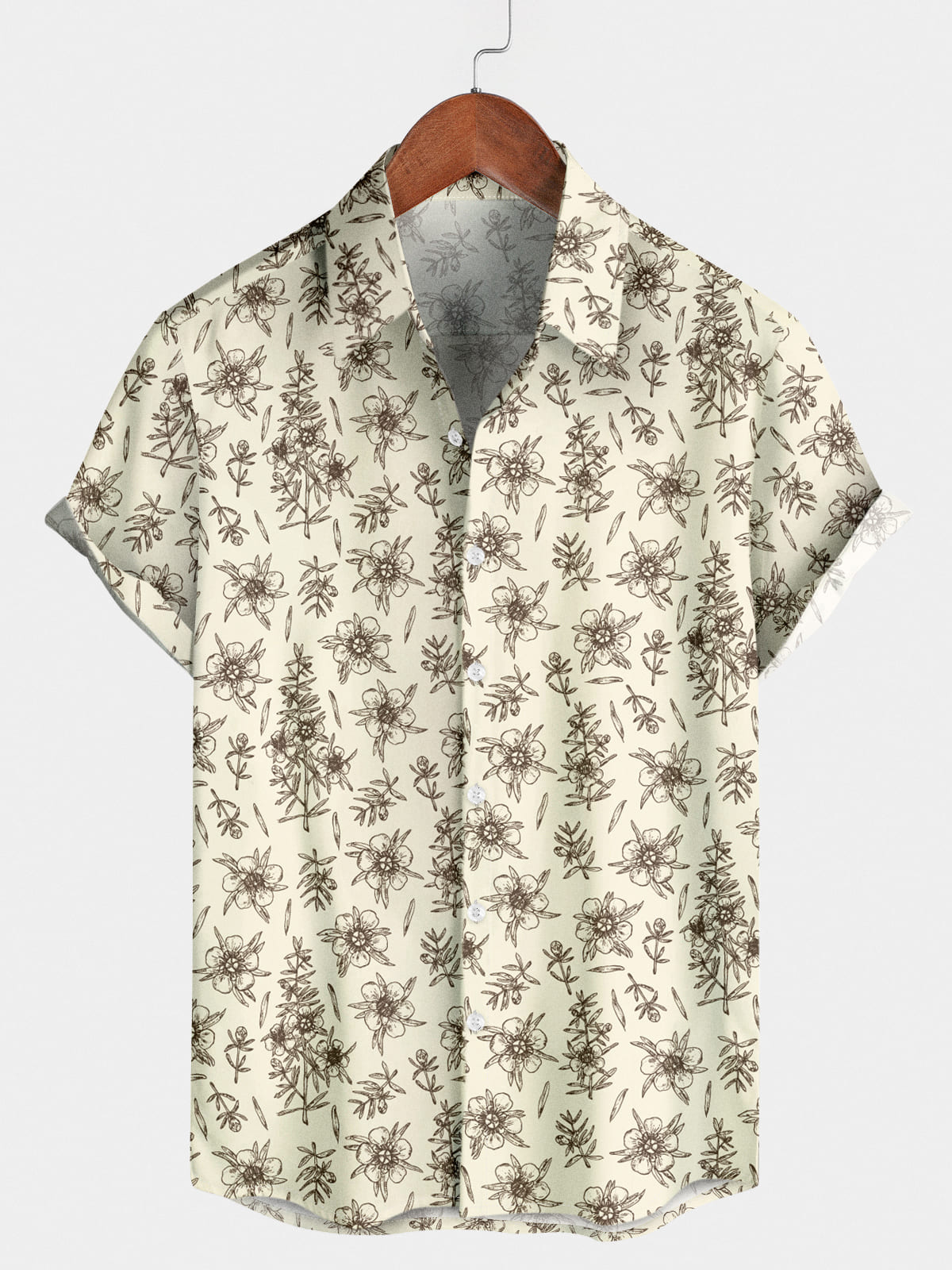 Chemise à manches courtes à imprimé floral pour hommes