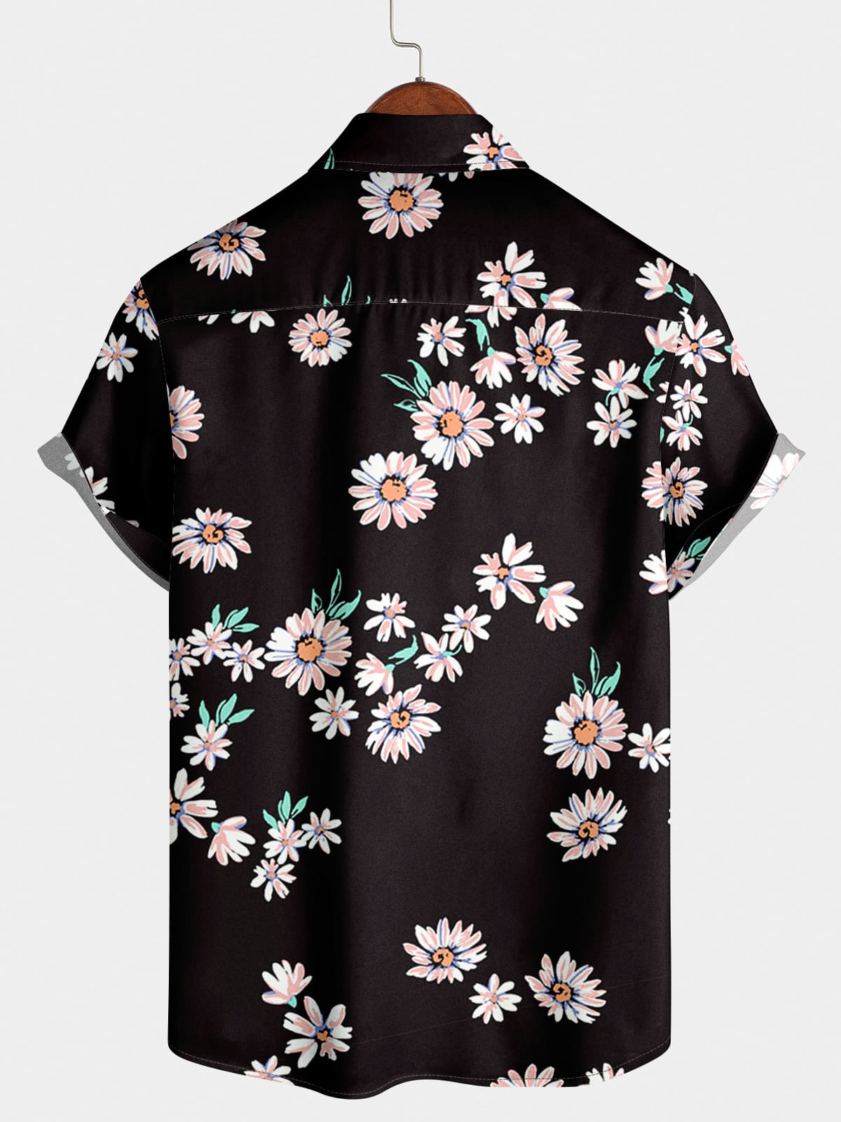 Chemise à manches courtes à imprimé marguerite pour hommes