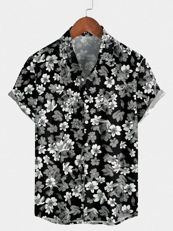 Camicia da uomo a maniche corte per vacanze floreali