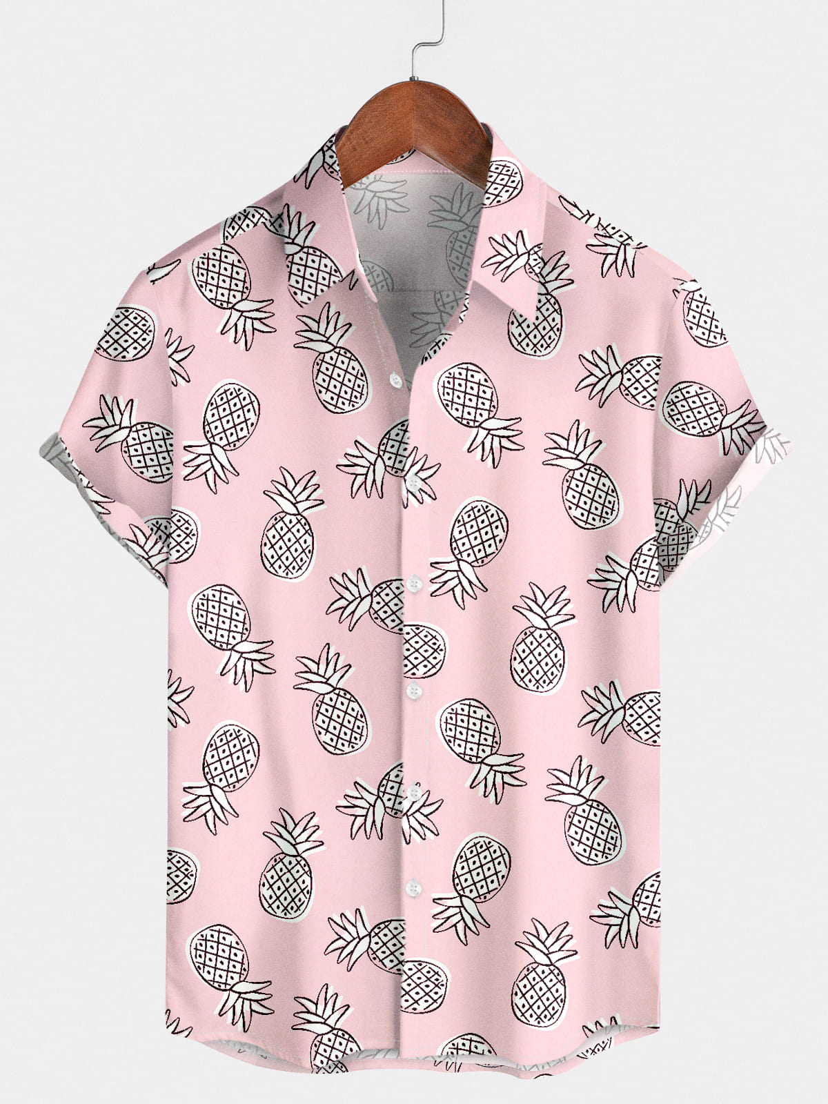 Chemise à manches courtes à imprimé ananas pour homme
