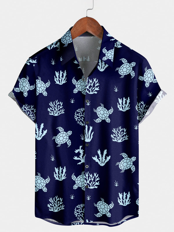 Camicia a maniche corte da uomo in tartaruga corallo