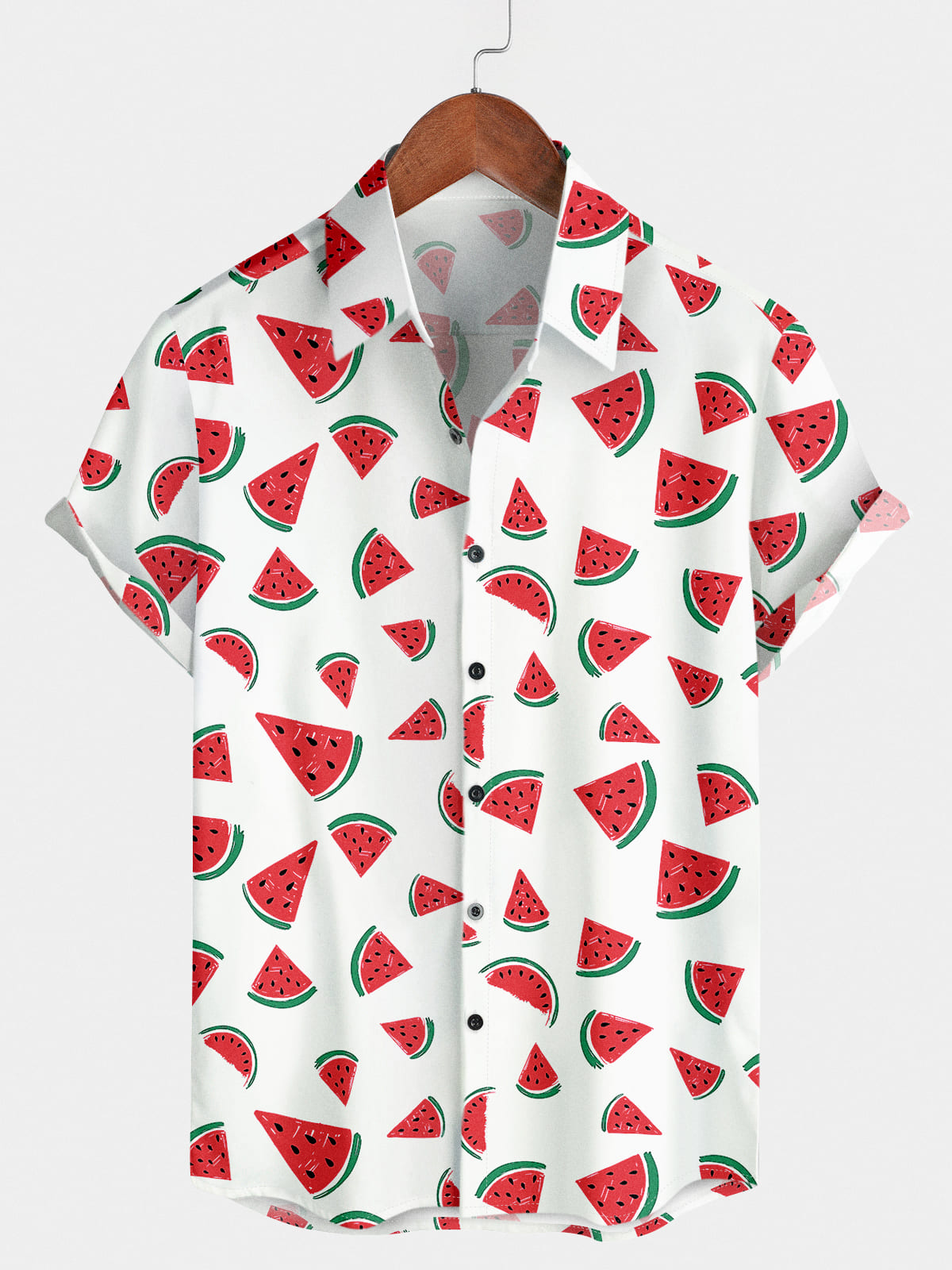 Camicia da uomo a maniche corte con stampa di anguria