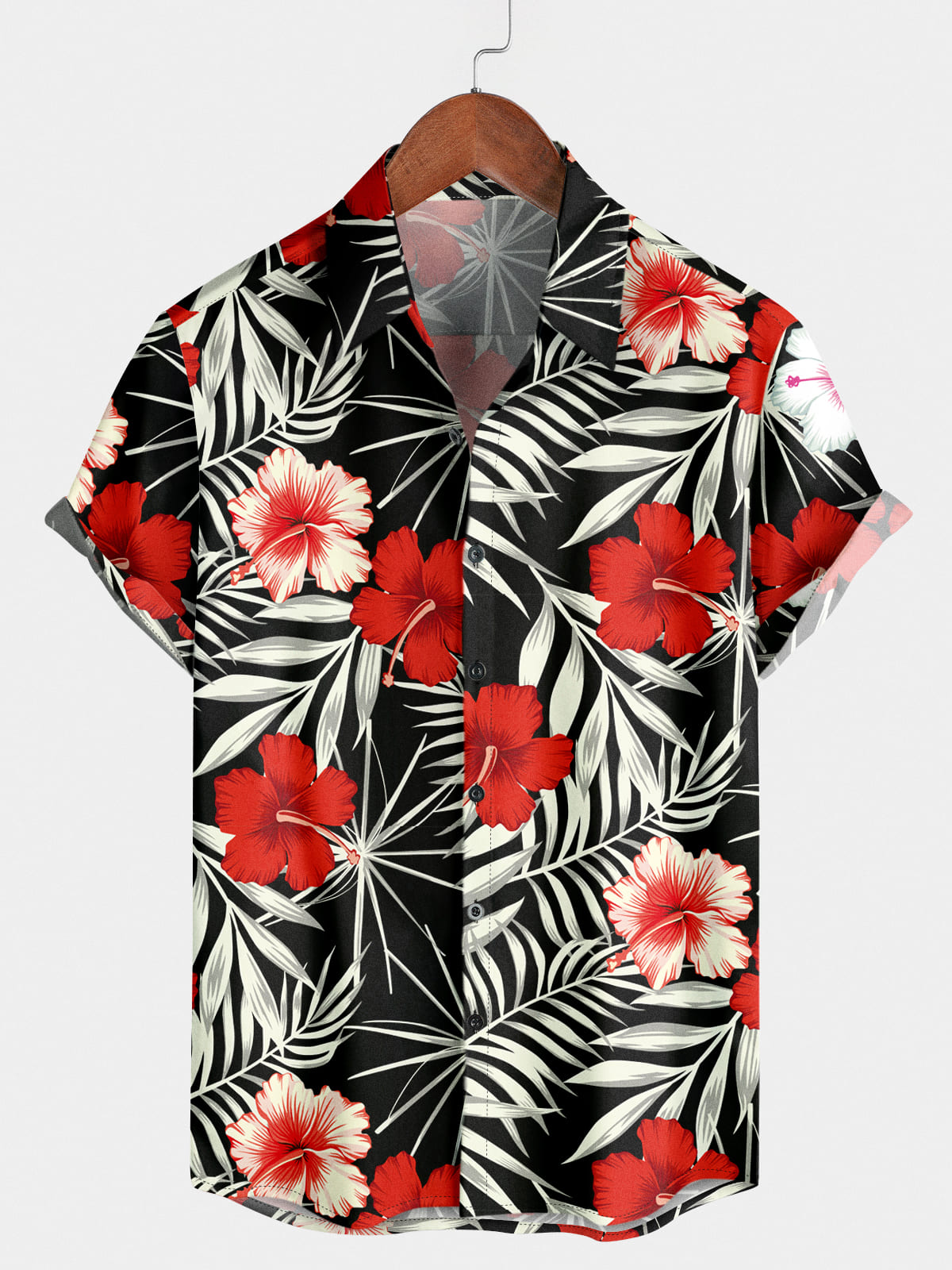 Camicia da uomo a maniche corte con stampa floreale