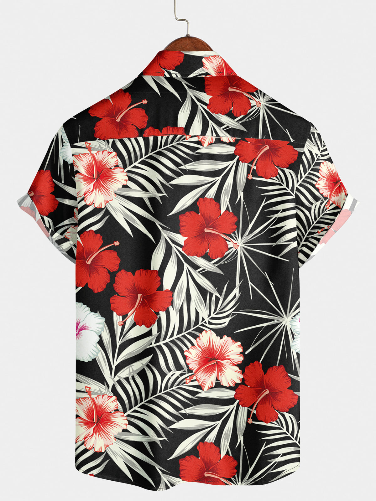 Camicia da uomo a maniche corte con stampa floreale