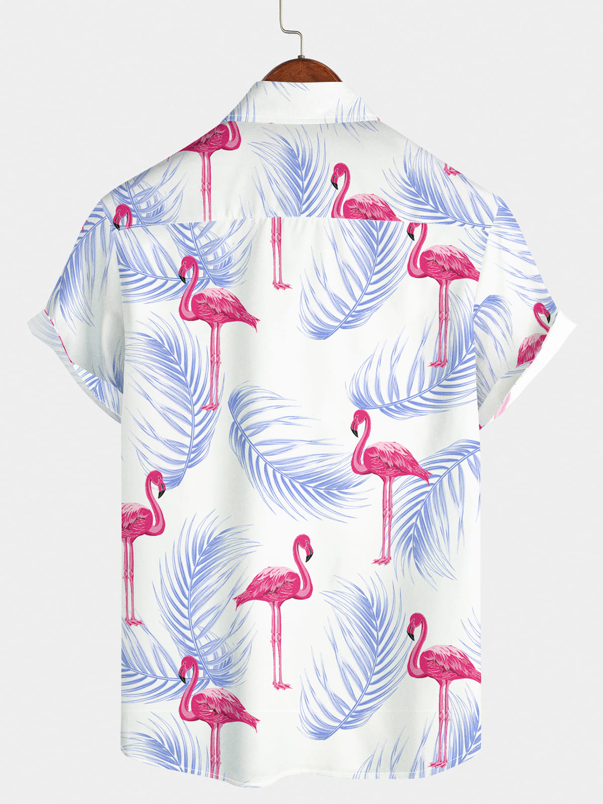 Camicia a maniche corte da uomo con stampa di fenicotteri