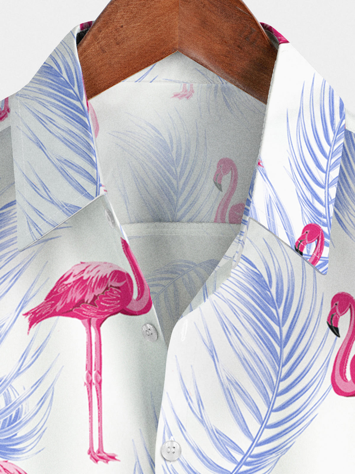Camicia a maniche corte da uomo con stampa di fenicotteri