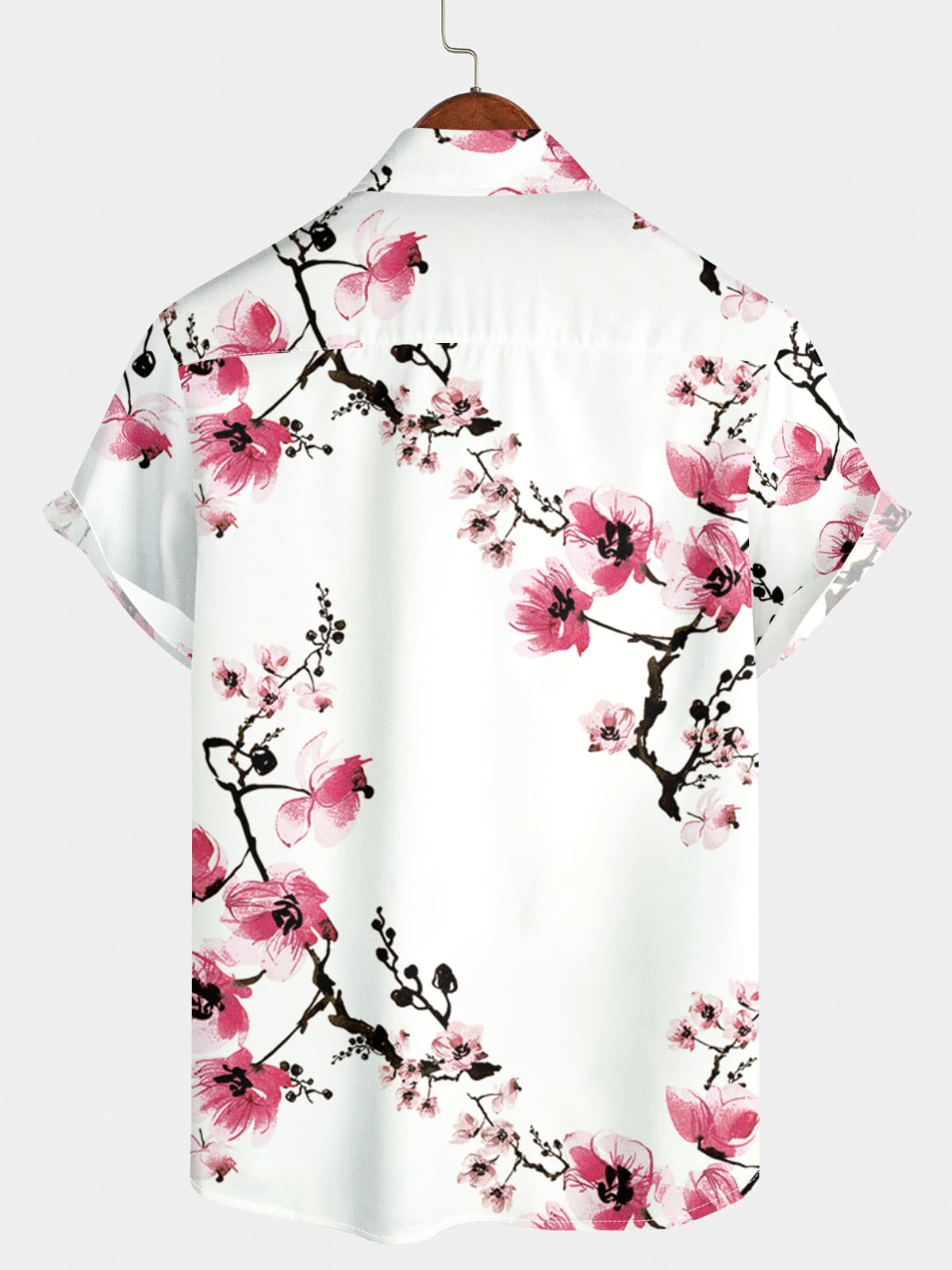 Camicia da uomo a maniche corte con stampa floreale