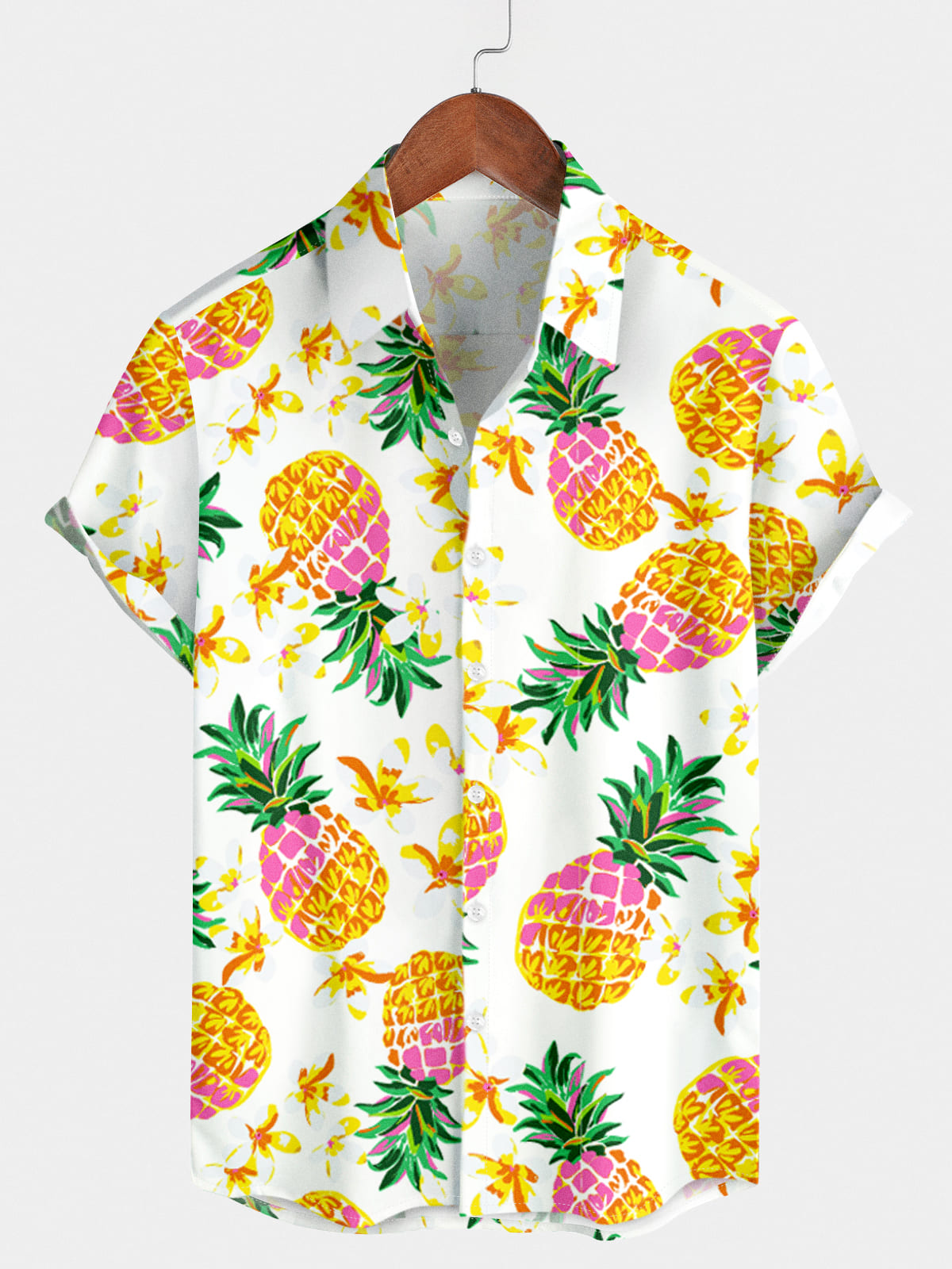 Camicia da uomo a maniche corte con stampa ananas