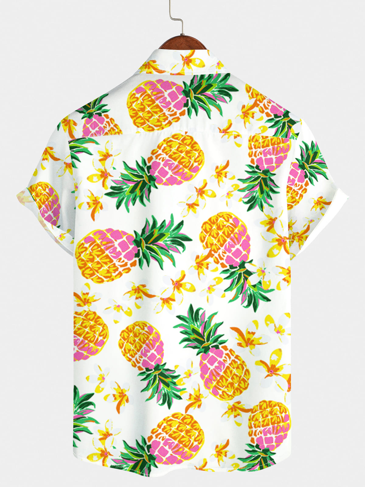 Camicia da uomo a maniche corte con stampa ananas