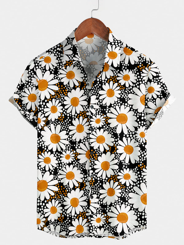 Camicia a maniche corte hawaiana margherita da uomo