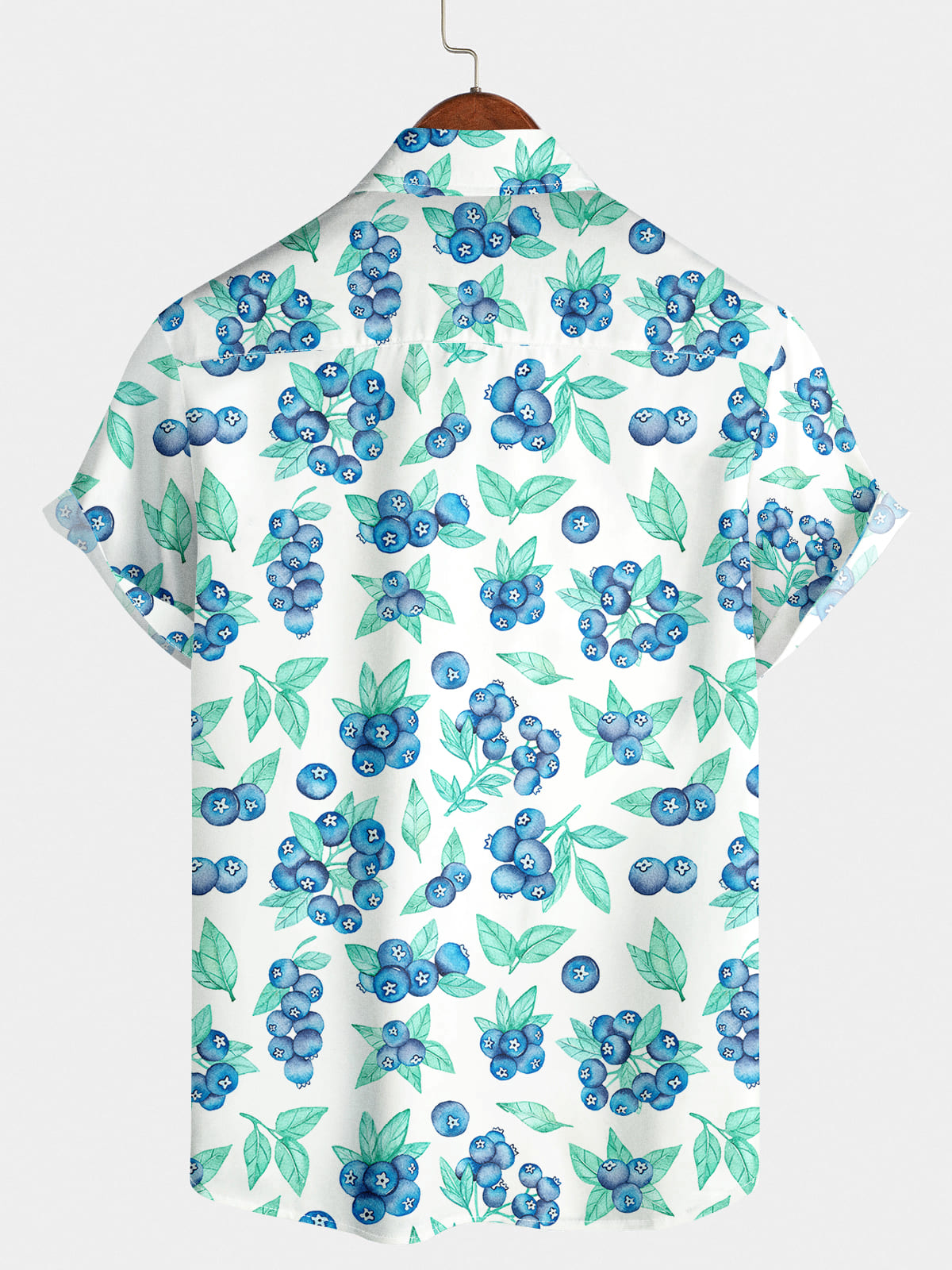 Chemise à manches courtes à imprimé myrtille pour hommes