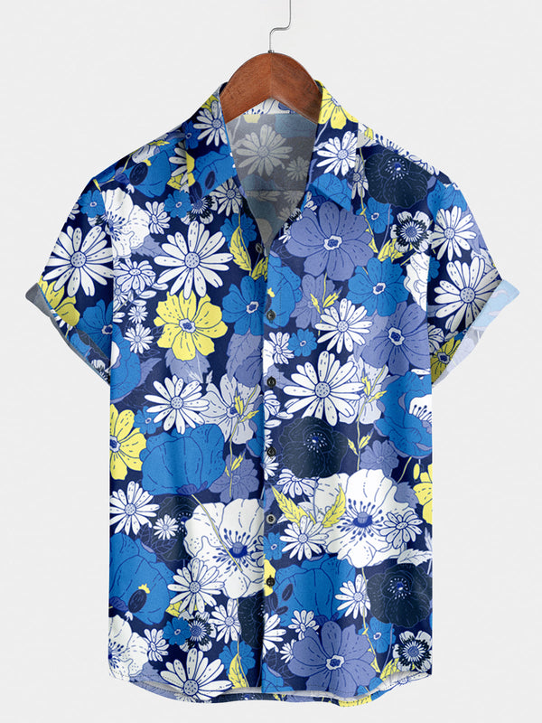 Camicia a maniche corte hawaiana floreale da uomo