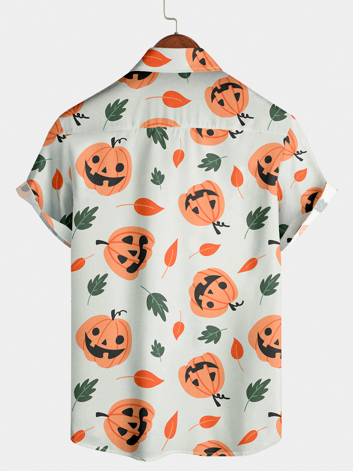 Camicia da uomo a maniche corte con stampa zucca