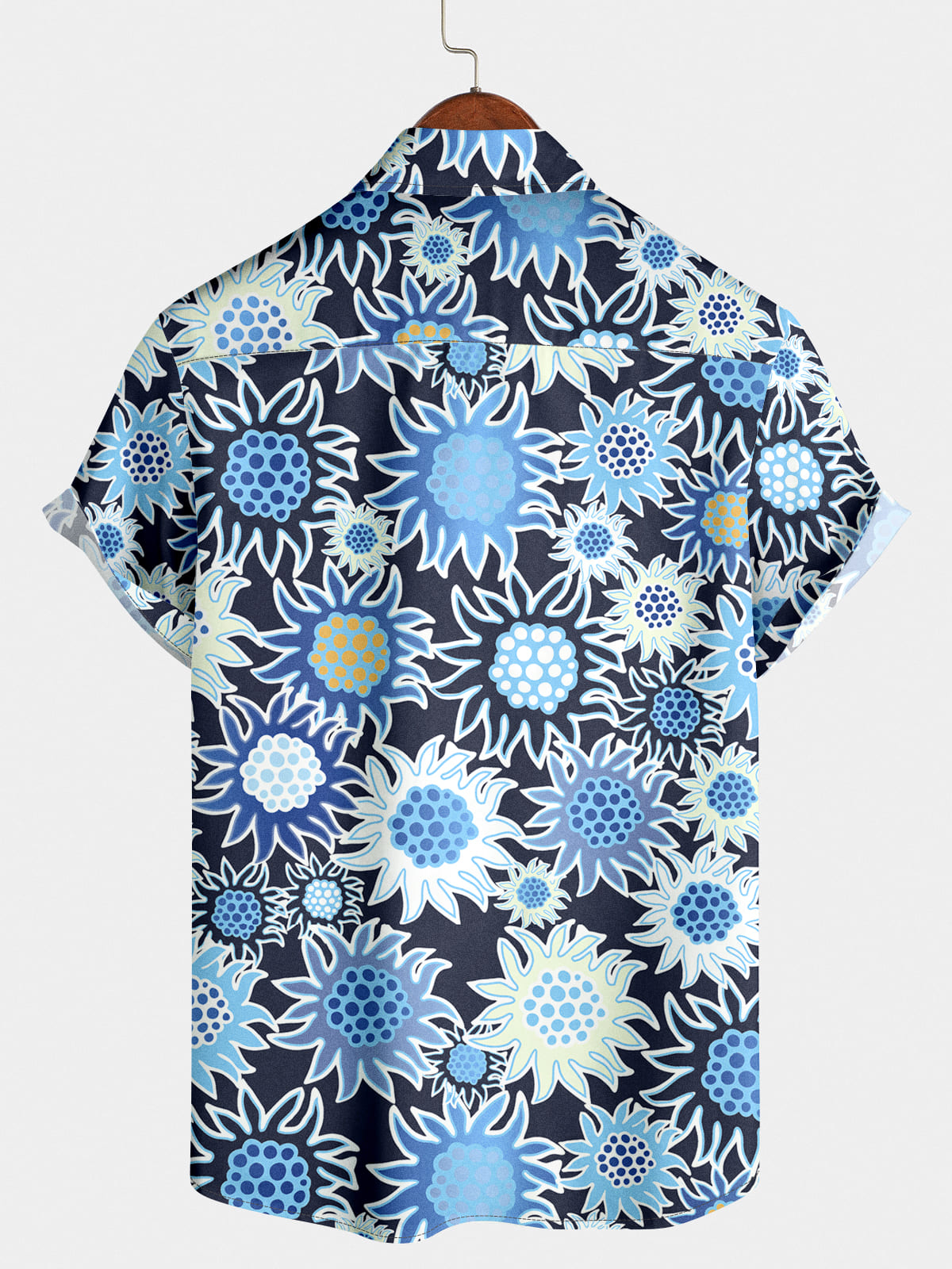 Camicia a maniche corte da uomo con stampa di margherite