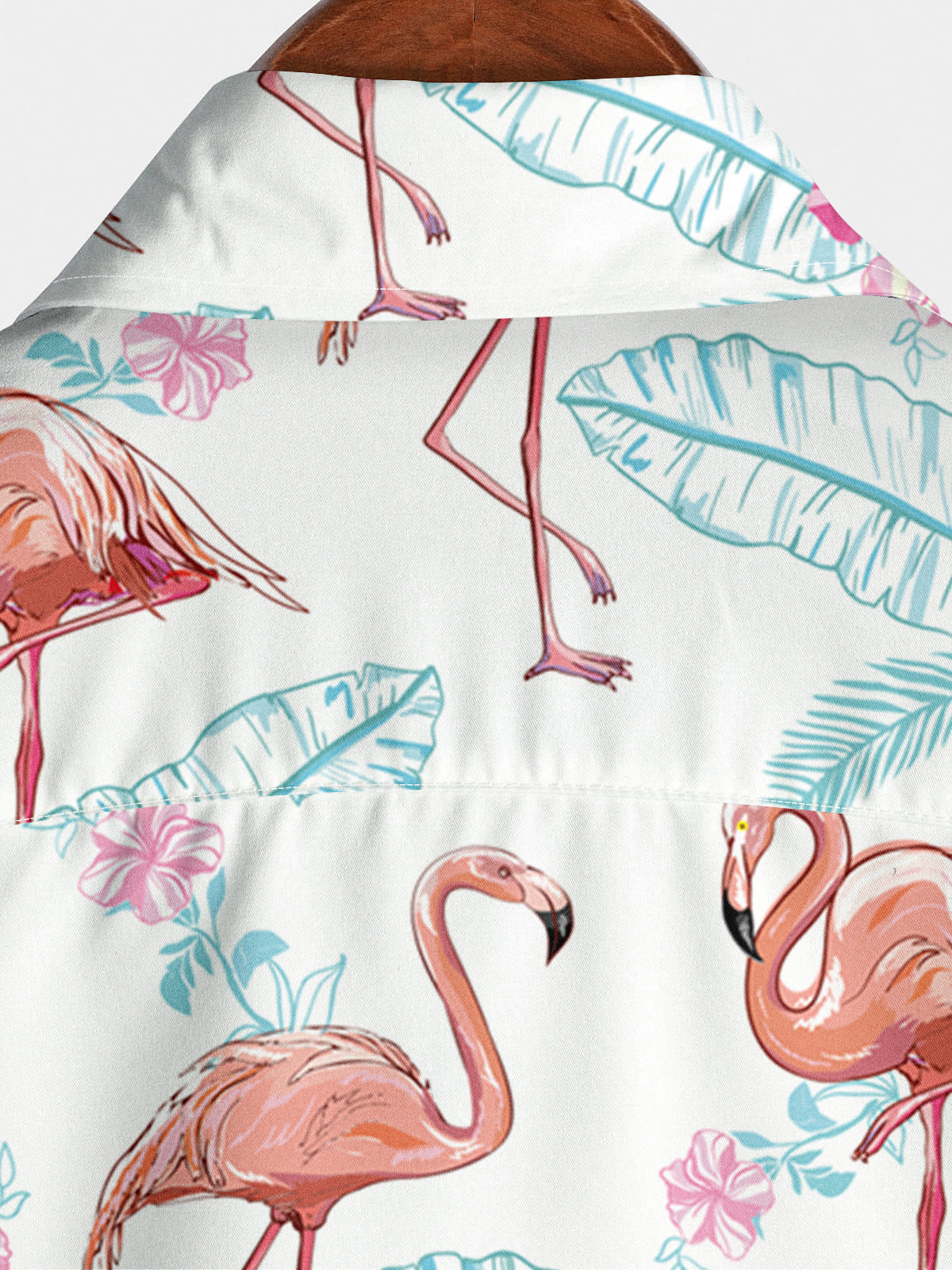 Camicia a maniche corte da uomo con stampa di fenicotteri