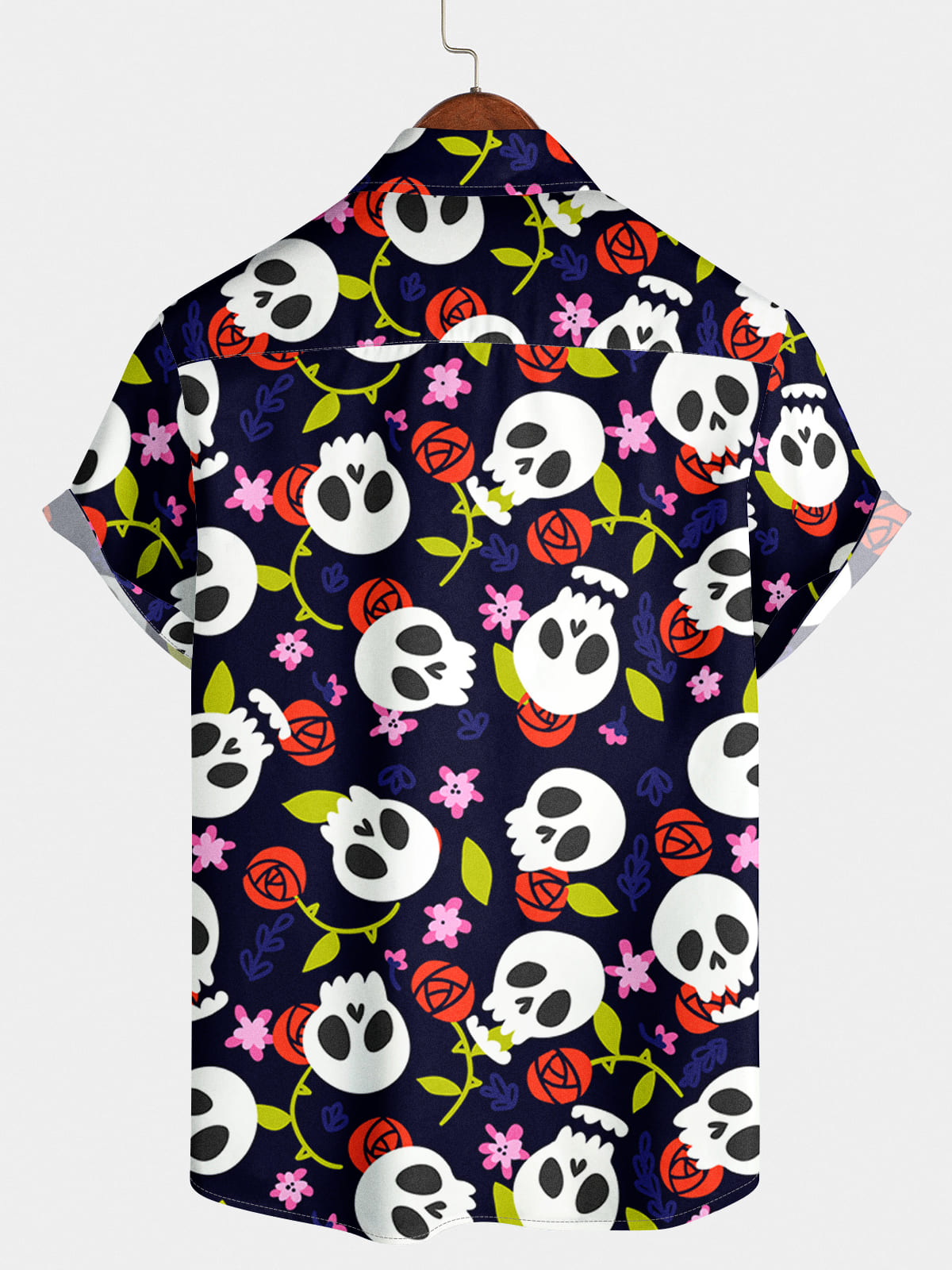Chemise à manches courtes à imprimé tête de mort pour hommes