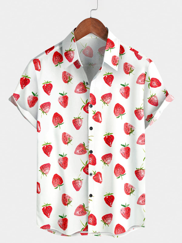 Camicia a maniche corte da uomo con stampa di frutta