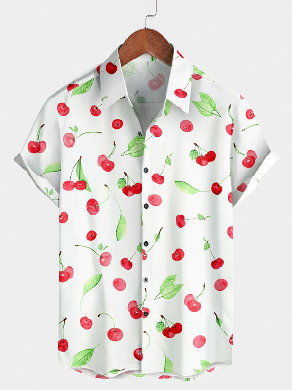 Camicia a maniche corte da uomo con stampa di frutta