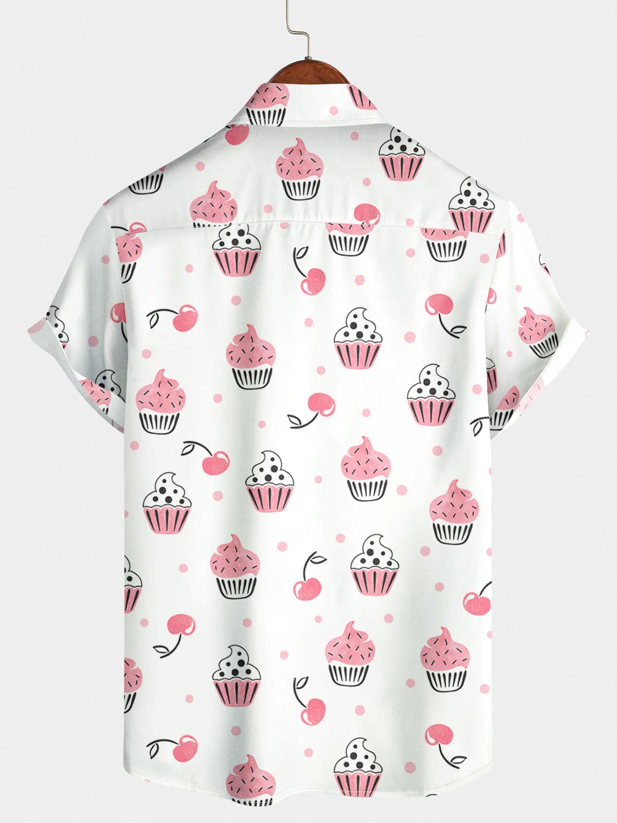 Camicia a maniche corte casual rosa da uomo