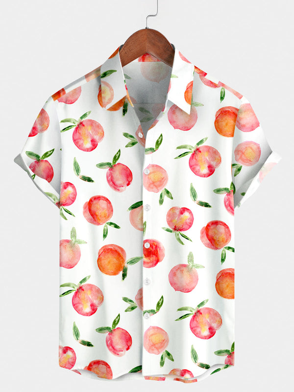 Camicia a maniche corte con stampa pesca da uomo