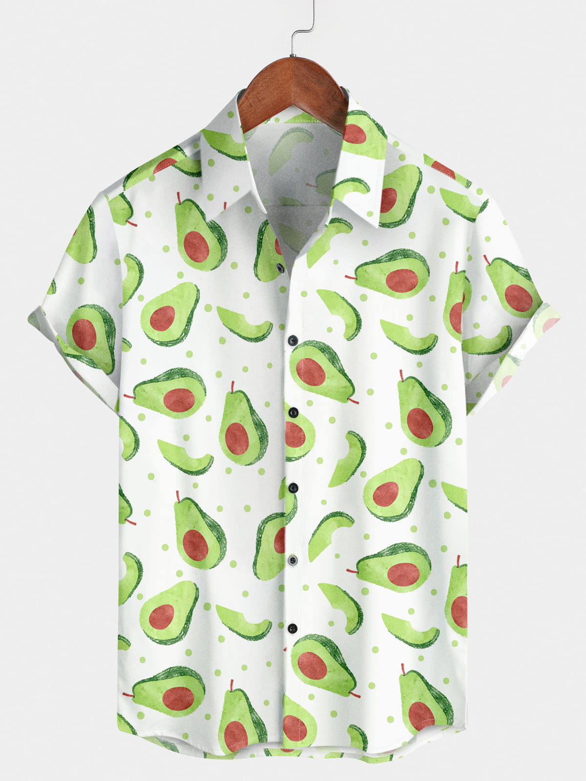 Camicia da uomo a maniche corte con stampa avocado