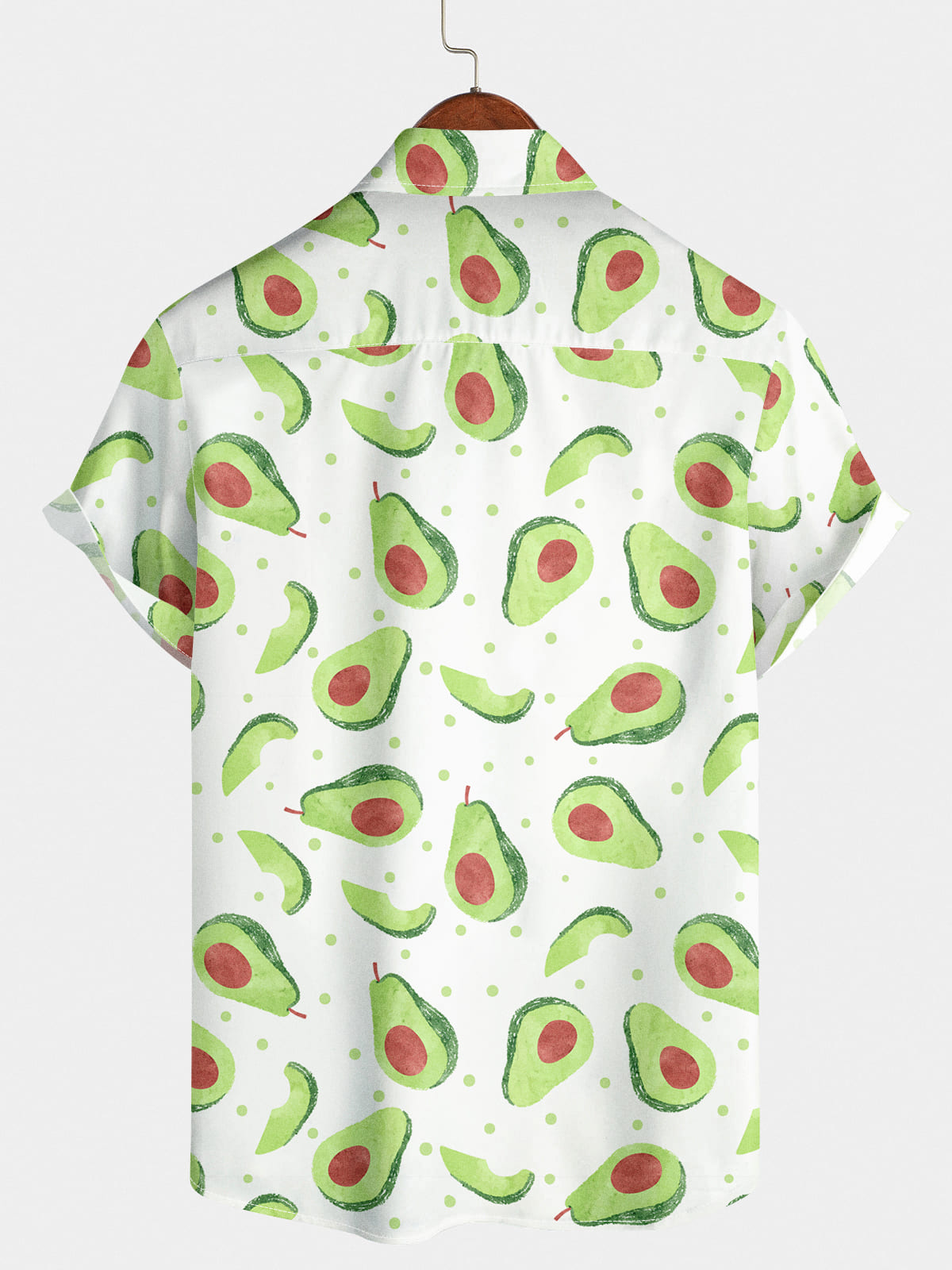 Camicia da uomo a maniche corte con stampa avocado