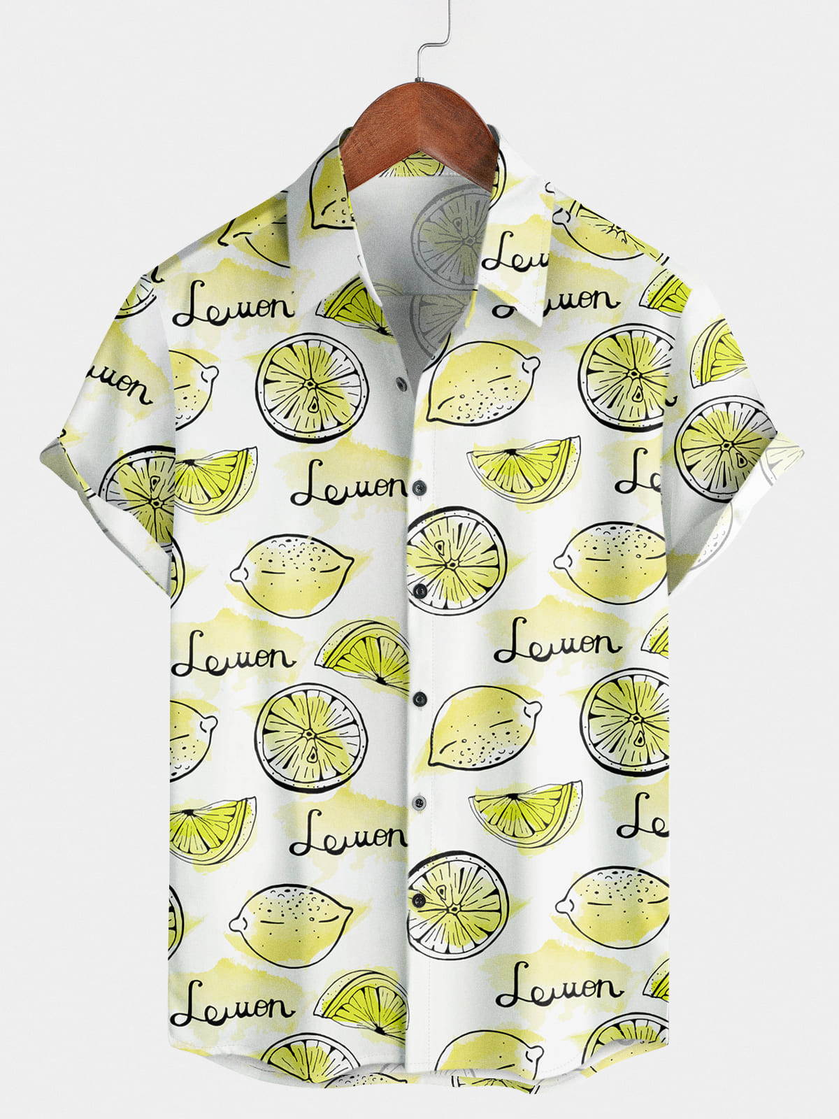 Chemise à manches courtes à imprimé citron pour hommes