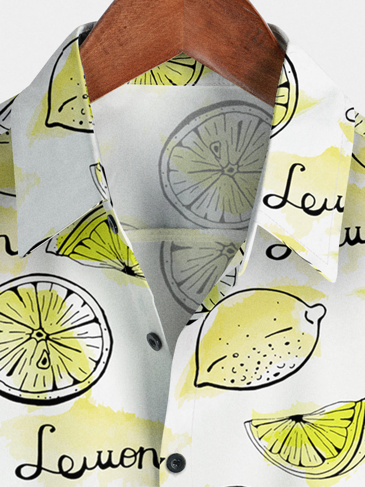 Chemise à manches courtes à imprimé citron pour hommes