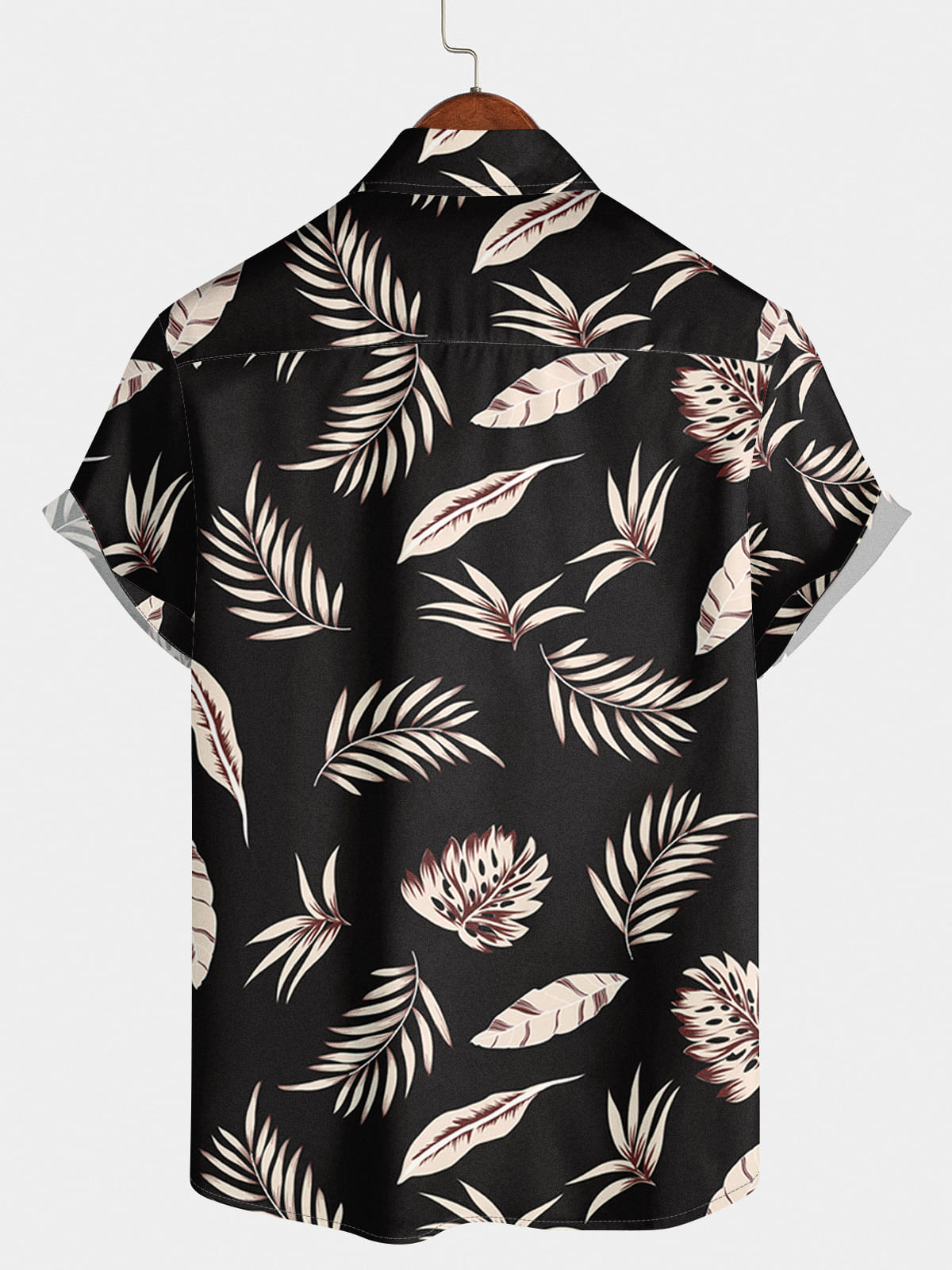 Chemise à manches courtes à imprimé feuilles pour hommes