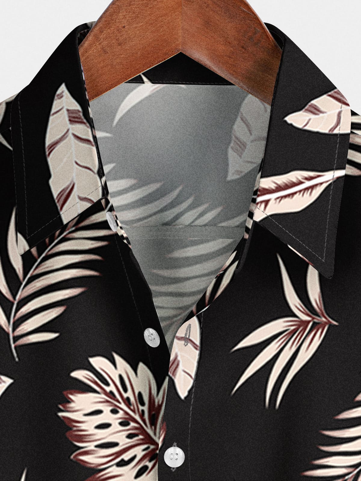 Chemise à manches courtes à imprimé feuilles pour hommes