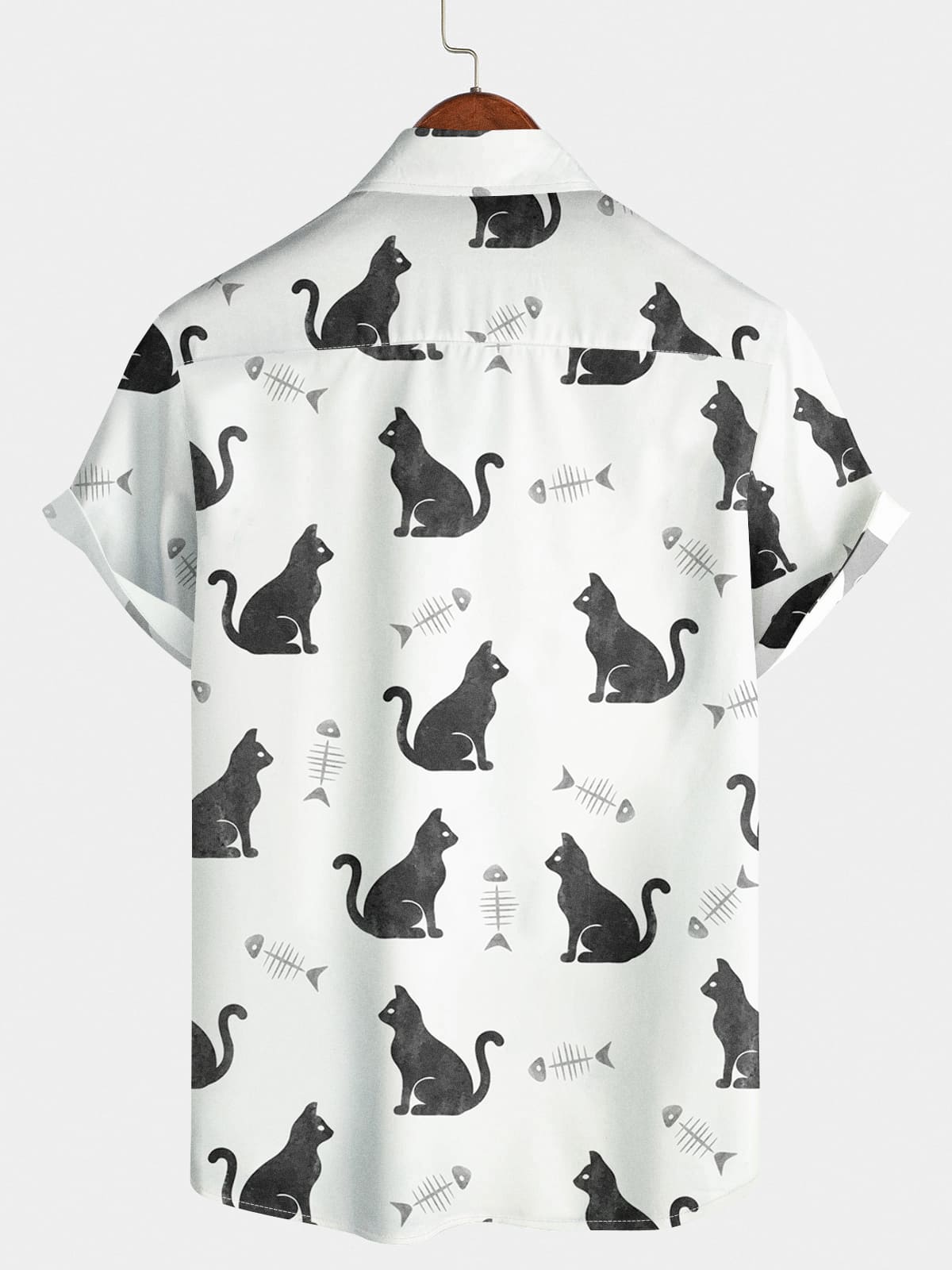 Chemise à manches courtes à imprimé chat pour hommes
